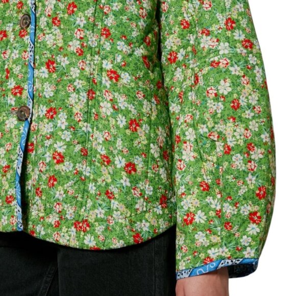 Damson Madder Markey Quilted Green Floral Jacket 8 Oversized Boho Cottagecore - Picture 6 of 16